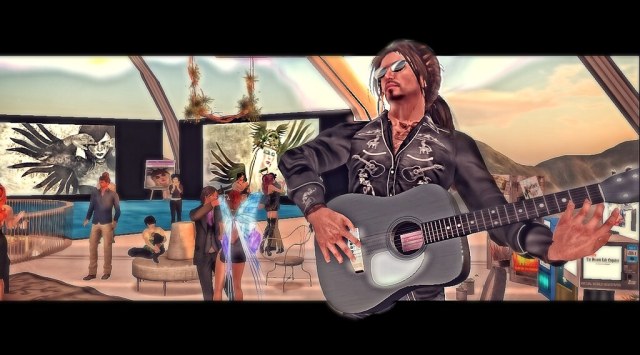 Laz at Thea Miman opening in The Living Room in Second Life.