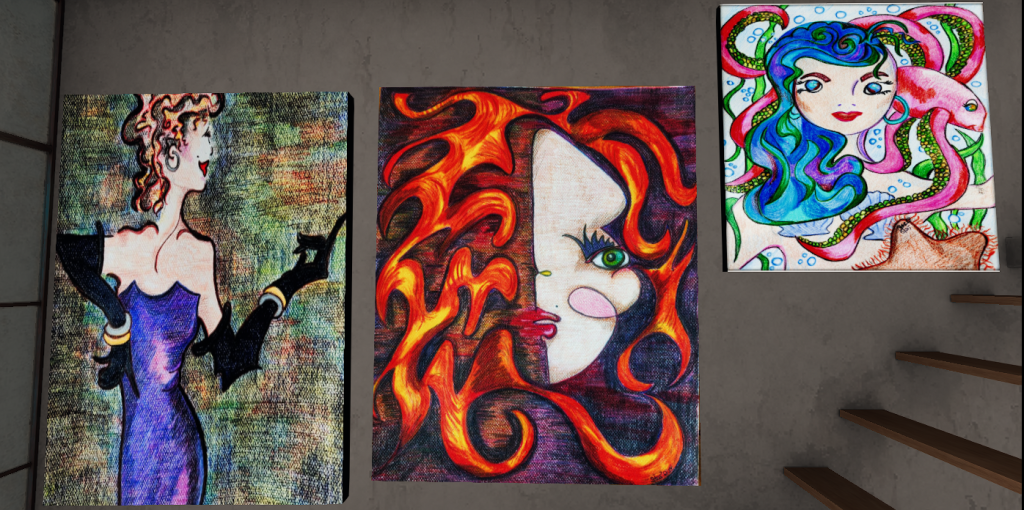 hand drawn and painted art of women