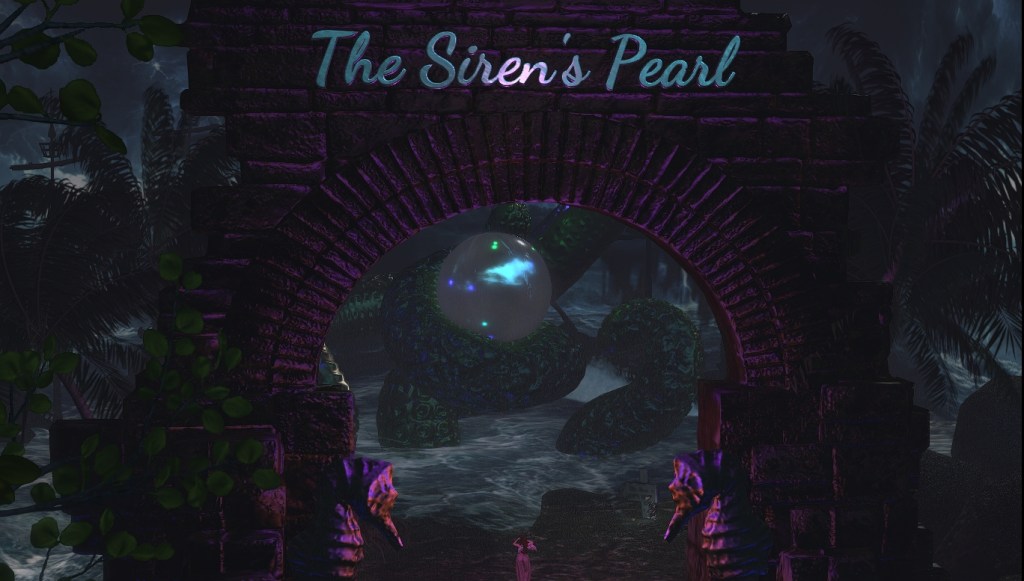 Entrance archway labeled “The Siren’s Pearl” with glowing tentacles and dark sea beyond