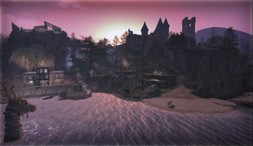 Nessi watches Sunset over Port Emyniad and Enchanted Forest in Corsica South Coasters.