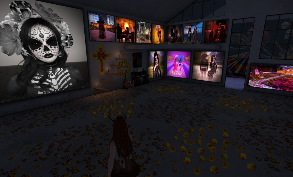 Lyric Luna's exhibit in second life about Dia de los Muertos at Cloud Galleries