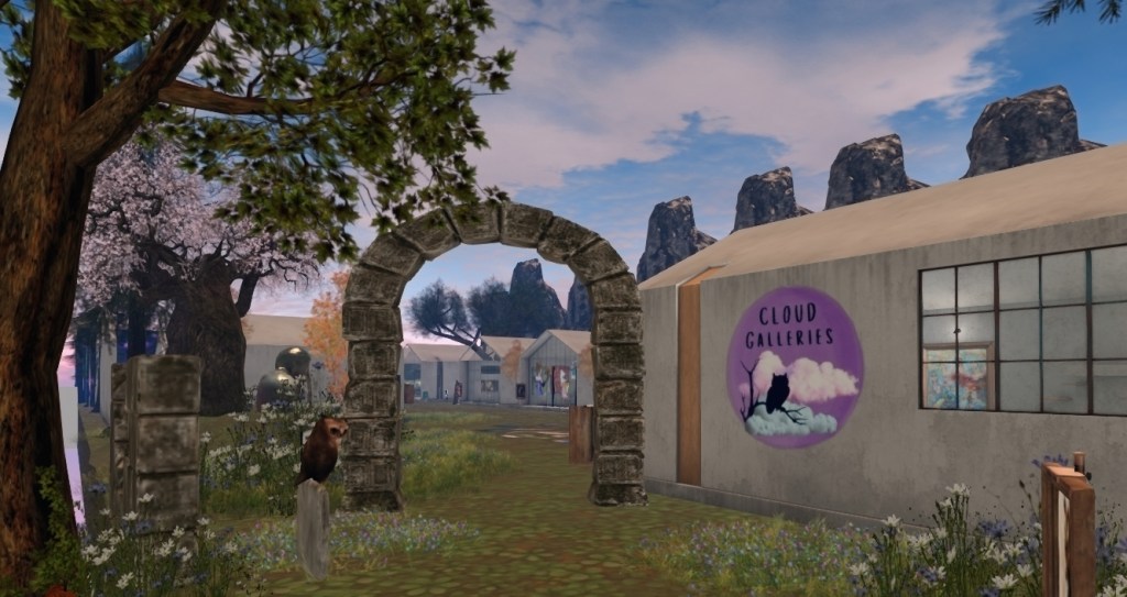 Entrance to Cloud Galleries in Second Life during the April Art Walk 2026 at Corsica South Coasters